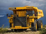 New Komatsu Electric Dump Truck under cloudy sky